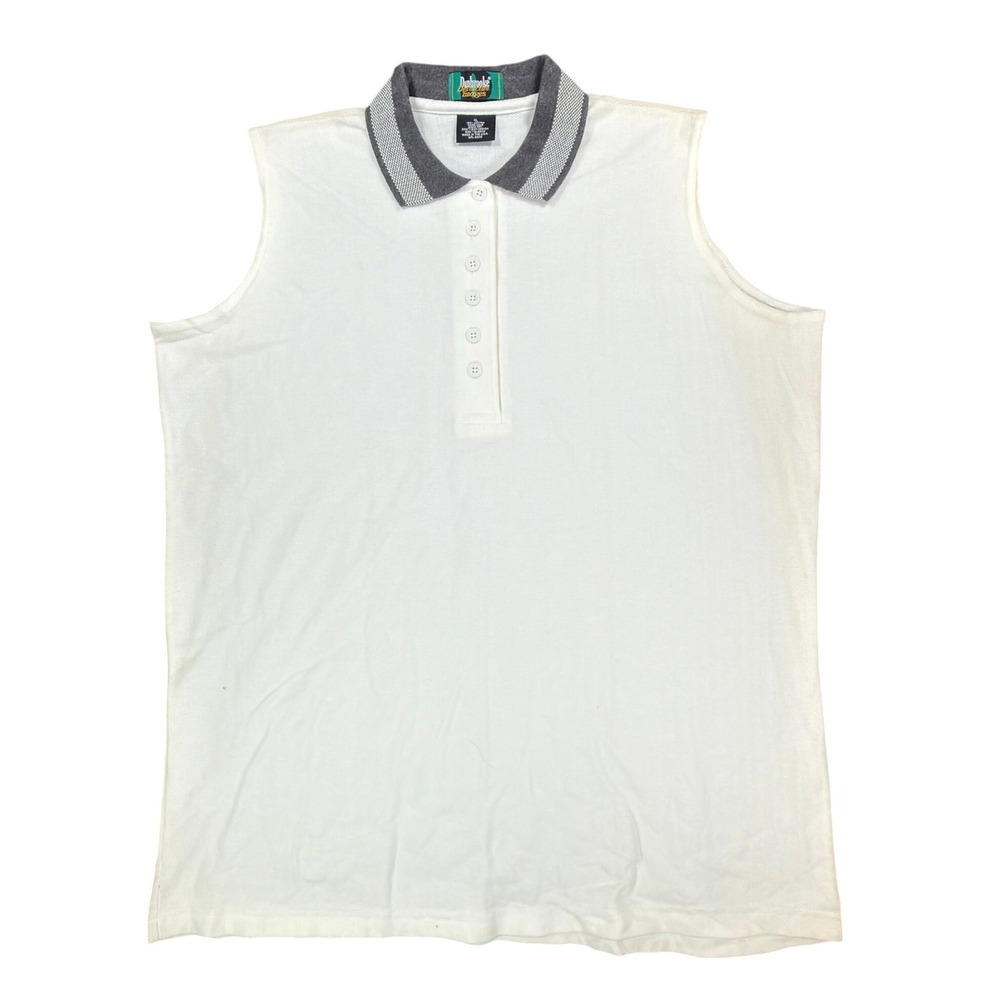 Dunbrooke 90s Vintage Sleeveless Polo Shirt Womens XL White Cotton New